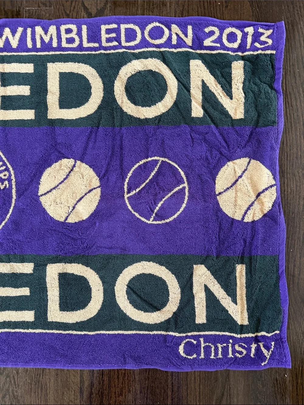 Wimbledon Tennis England 2013 Christy Purple and Gold Logo Towel - Case - NEW